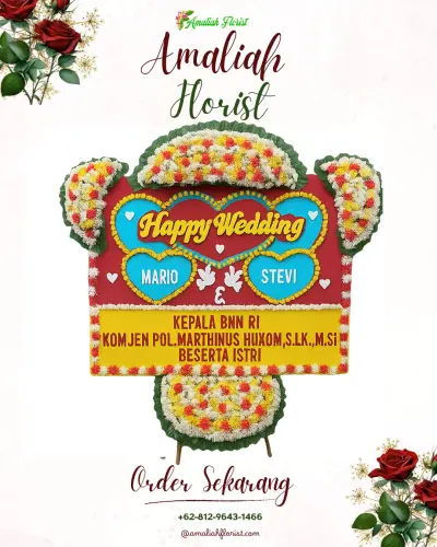 Karangan Papan Bunga Pernikahan di Bondoyudo